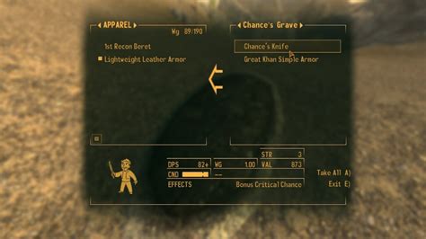 knife chance|chances grave new vegas.